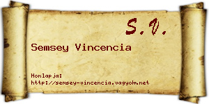 Semsey Vincencia névjegykártya